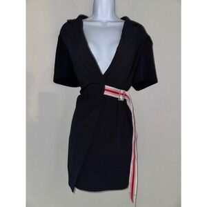 Grey Lab Los‎ Angeles Black Mini Dress Short Sleeve Wrap Style Belted NWT Size M